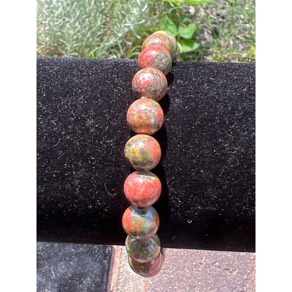 Unakite Stretch Bohemian Bracelet -- 7.25"